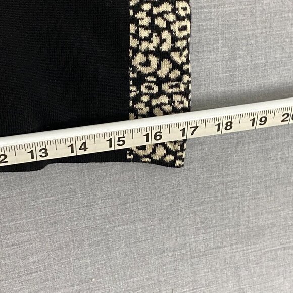 Gabby Skye Sweater Dress Sz Medium Knee Length Half Sleeve Black / Leopard Print - Picture 9 of 11